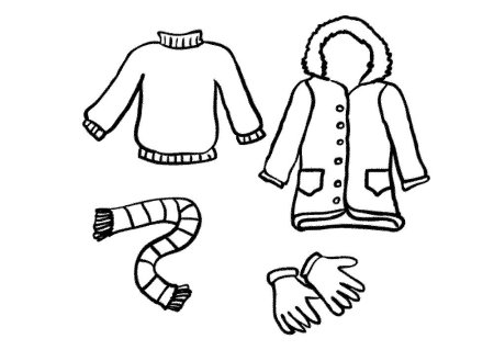 Раскраска зимняя одежда
