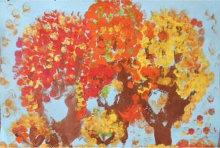 Рисование пальчиками осенние листочки