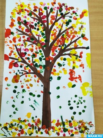 Осеннее дерево пальчиковое рисование