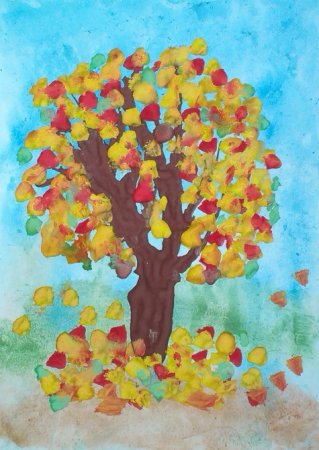 Рисование листопад средняя группа