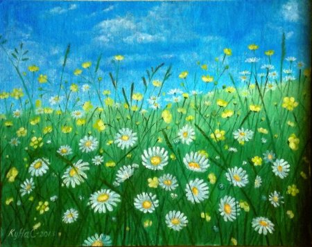 Лето гуашью для детей