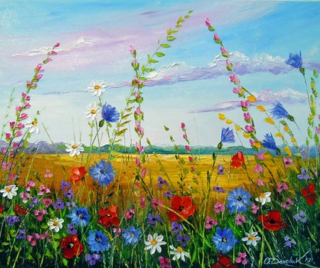 Поле цветов живопись