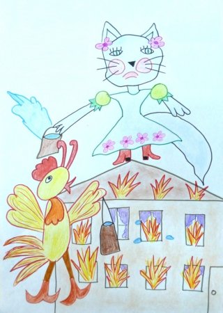 Иллюстрация к произведению Маршака Кошкин дом