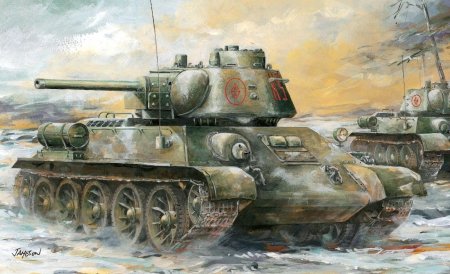 Танк т-34 акварелью