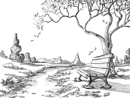 Пейзаж набросок для раскрашивания