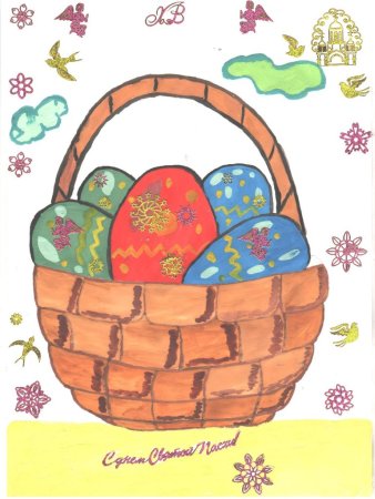 Несложный рисунок на тему Пасха