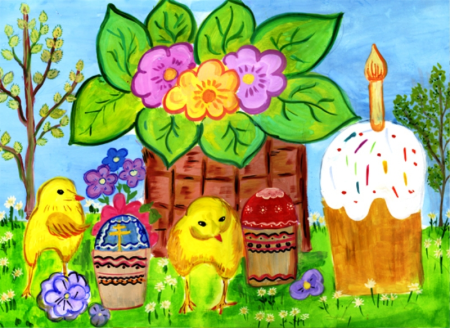 Рисунок на тему Пасха