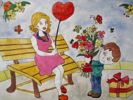 Рисунок на тему подарок маме