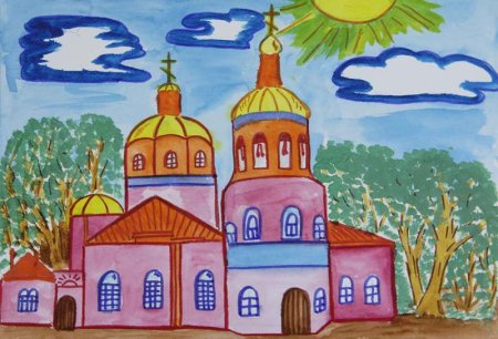 Рисунки детей на тему Покрова Пресвятой Богородицы