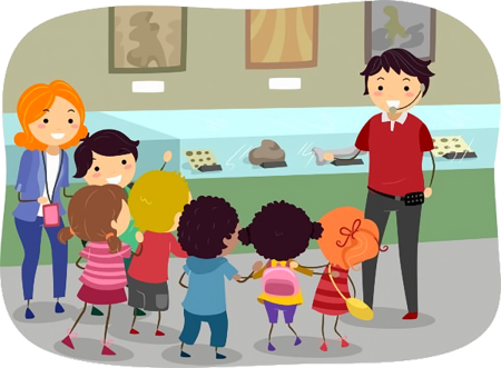 Дети в музее вектор