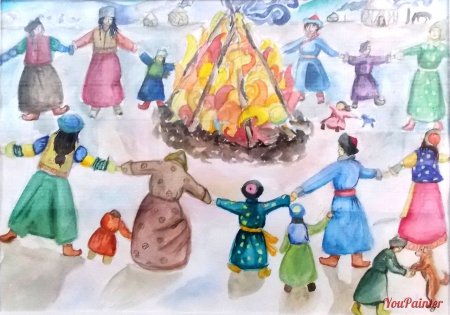 Бурятский танец ехор рисунки