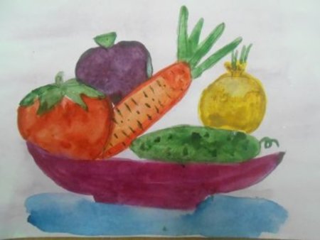 Раскраска корзина с фруктами и овощами