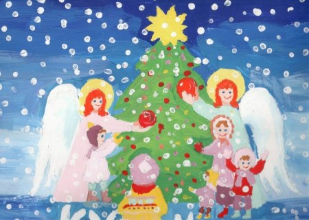 Рисунок на тему Рождество