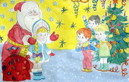 Детские рисунки на новый год
