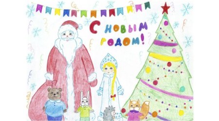 Детские новогодние рисунки