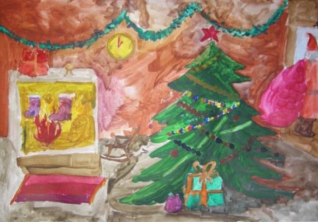 Рисование с детьми в художественной школе к новому году