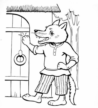 Раскраски по сказке волк и семеро козлят для детей