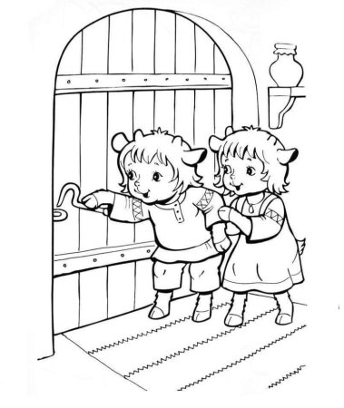 Волк и 7 козлят разукрашка