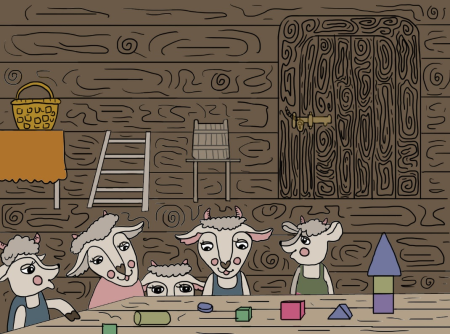 Семеро козлят раскраска для малышей