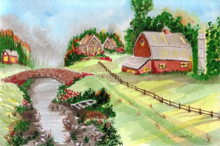 Рисование деревни