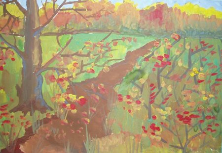 Красный зонт в живописи