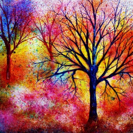 Осенний пейзаж гуашью