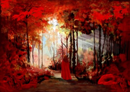 Осенний пейзаж цветными карандашами