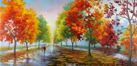 Рисование красками осень