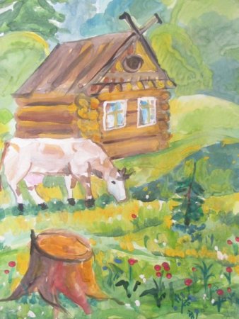 Деревня рисунок для детей