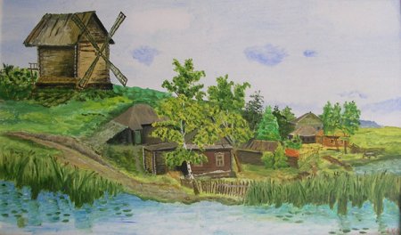 Рисунок русской деревни