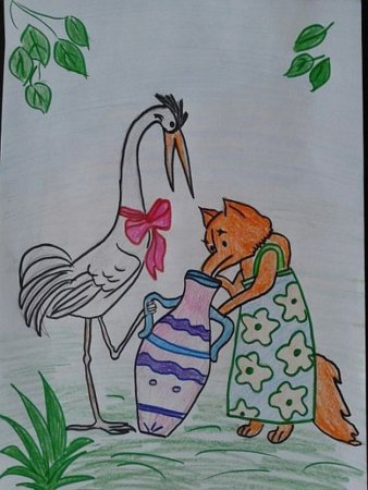 Сказки "лиса и журавль"