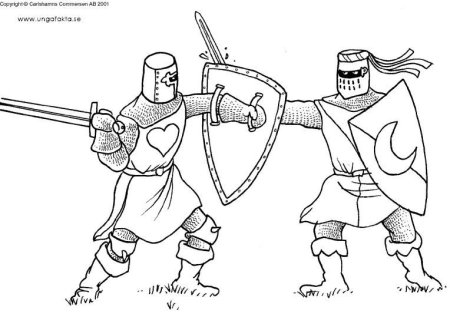 Раскраска Рыцари на конях