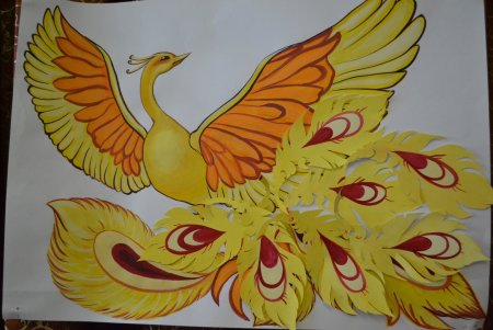 Жар птица цветными карандашами
