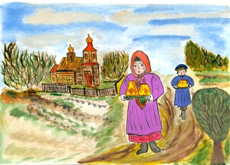 Рисунки Пасха дети идут в Церковь