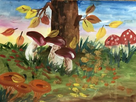 Рисование грибная Поляна подготовительная группа