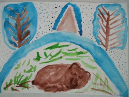 Медведь в берлоге иллюстрация