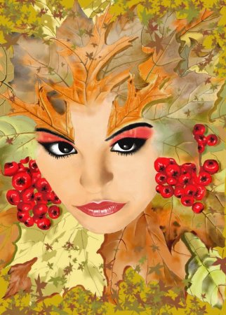Рисование девушка осень