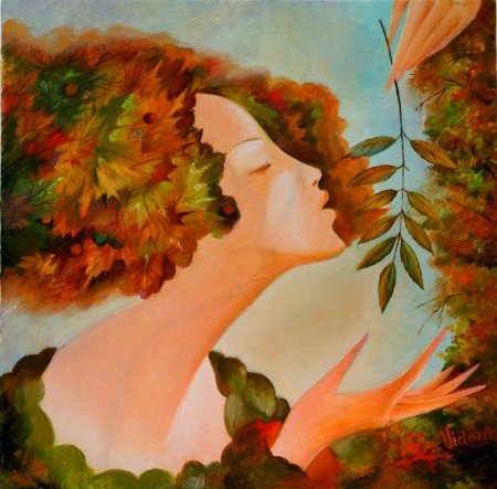 Образ осени из листьев