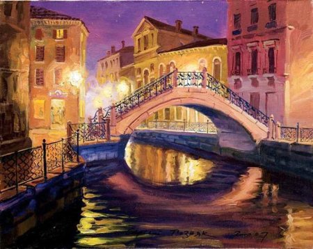 Ночной канал в Венеции картина