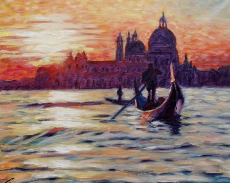 Гондольер в Венеции картина Моне