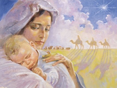 Мама с ребенком акварель