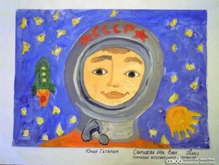 Рисунок на тему космонавтики