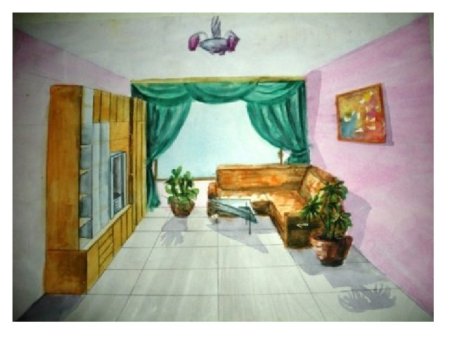 Рисунок комнаты в цвете