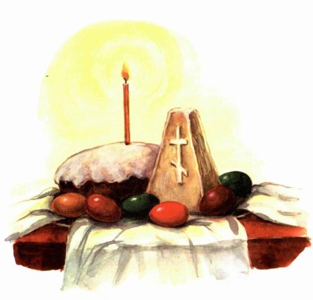 Пасхальный стол акварель