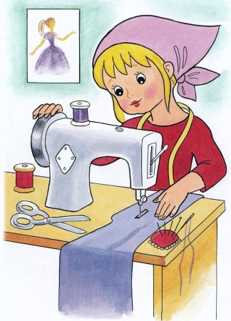 Портниха на белом фоне