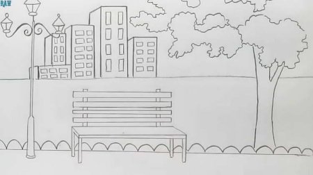 Парк карандашом для срисовки