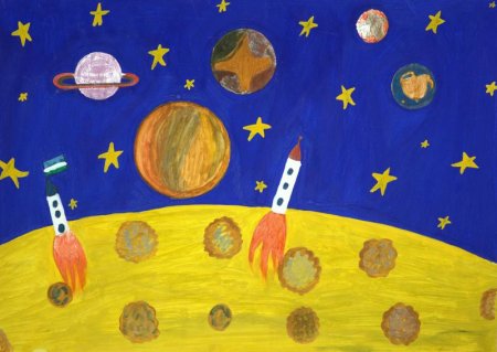 Рисование ракета в космосе