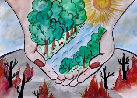 Огонь глазами детей рисунки