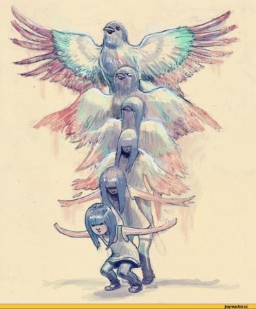 Девушка превращается в птицу