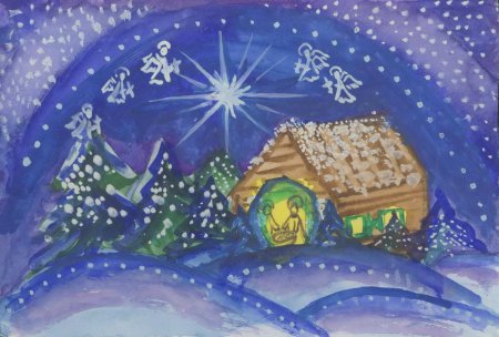 Рождественская ночь рисунок